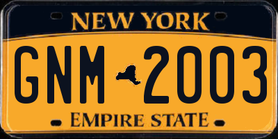 NY license plate GNM2003