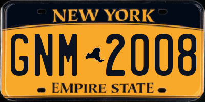 NY license plate GNM2008