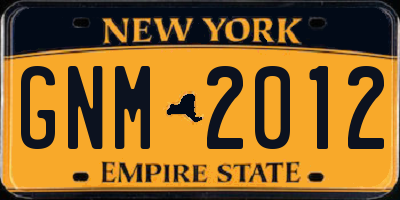 NY license plate GNM2012