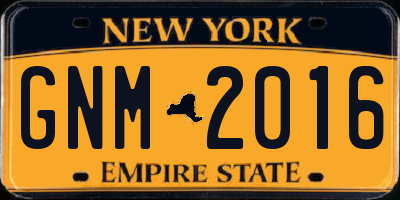 NY license plate GNM2016