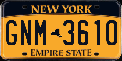 NY license plate GNM3610