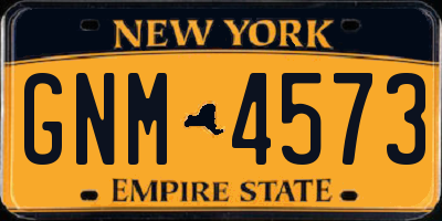 NY license plate GNM4573