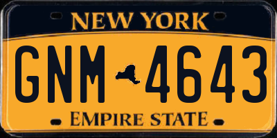 NY license plate GNM4643