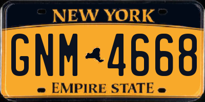 NY license plate GNM4668