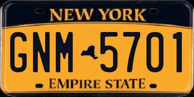 NY license plate GNM5701