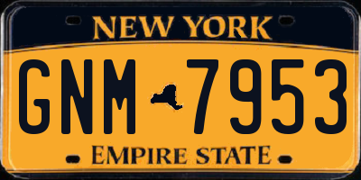 NY license plate GNM7953