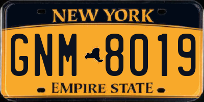 NY license plate GNM8019