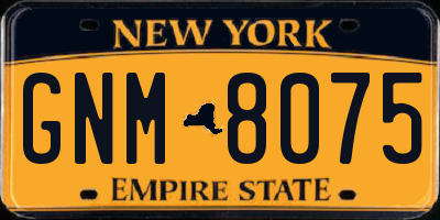 NY license plate GNM8075