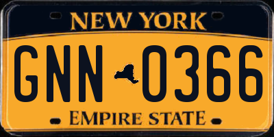 NY license plate GNN0366