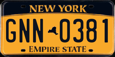 NY license plate GNN0381