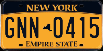 NY license plate GNN0415