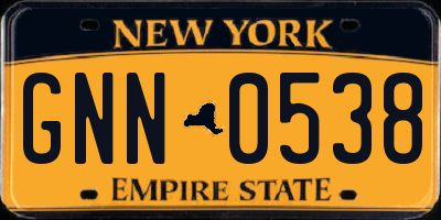 NY license plate GNN0538