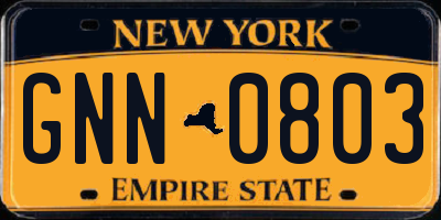 NY license plate GNN0803