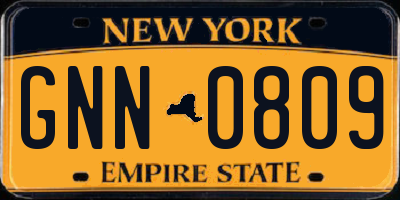 NY license plate GNN0809