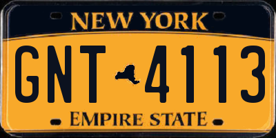 NY license plate GNT4113