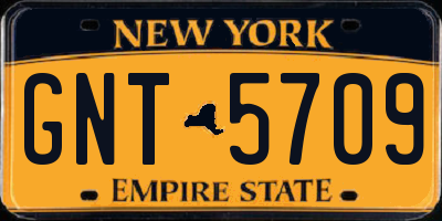 NY license plate GNT5709