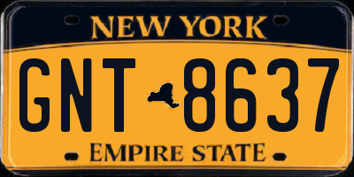 NY license plate GNT8637