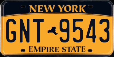 NY license plate GNT9543
