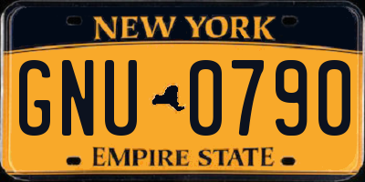 NY license plate GNU0790