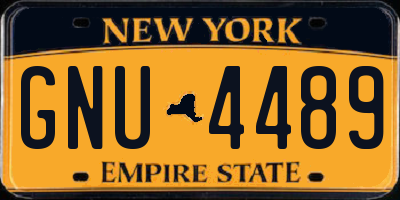 NY license plate GNU4489