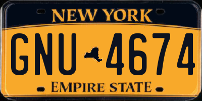 NY license plate GNU4674