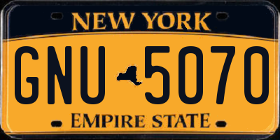 NY license plate GNU5070