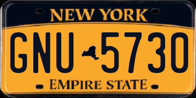 NY license plate GNU5730