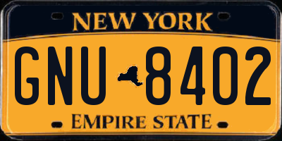 NY license plate GNU8402