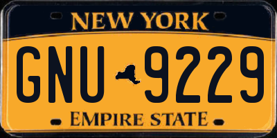 NY license plate GNU9229