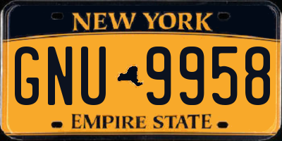 NY license plate GNU9958