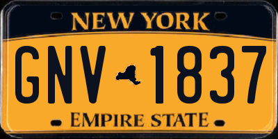 NY license plate GNV1837