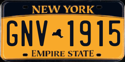 NY license plate GNV1915