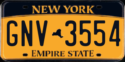 NY license plate GNV3554