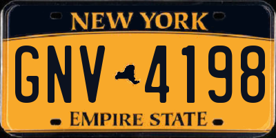 NY license plate GNV4198