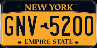 NY license plate GNV5200