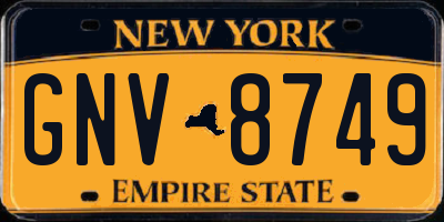 NY license plate GNV8749
