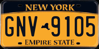 NY license plate GNV9105