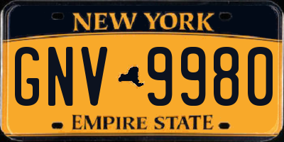 NY license plate GNV9980