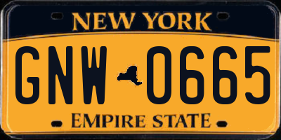 NY license plate GNW0665