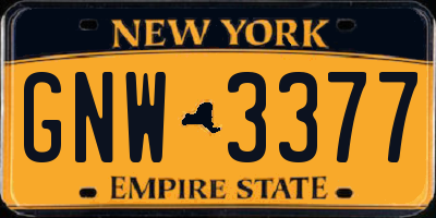 NY license plate GNW3377