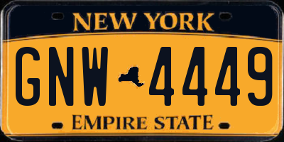 NY license plate GNW4449
