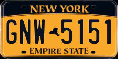NY license plate GNW5151