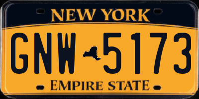 NY license plate GNW5173