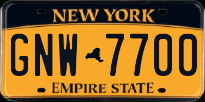 NY license plate GNW7700