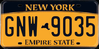 NY license plate GNW9035
