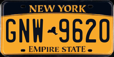 NY license plate GNW9620