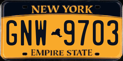 NY license plate GNW9703