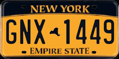 NY license plate GNX1449