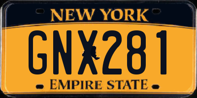 NY license plate GNX281