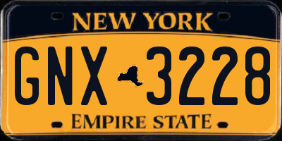 NY license plate GNX3228
